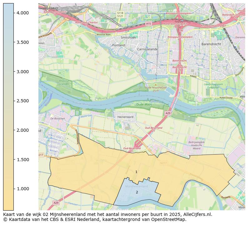 Afbeelding van de wijk Mijnsheerenland op de kaart.