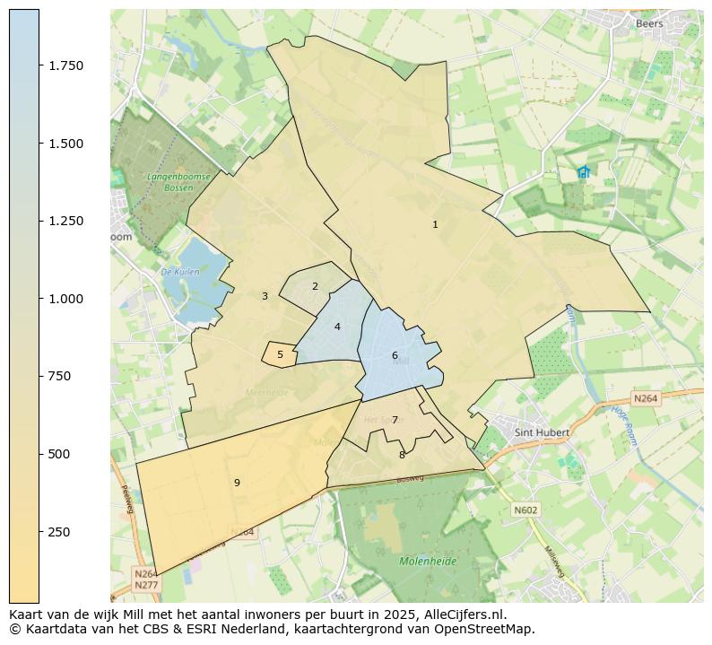 Afbeelding van de wijk Mill op de kaart.