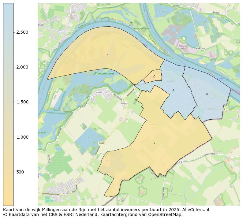 Afbeelding van de wijk Millingen aan de Rijn op de kaart.