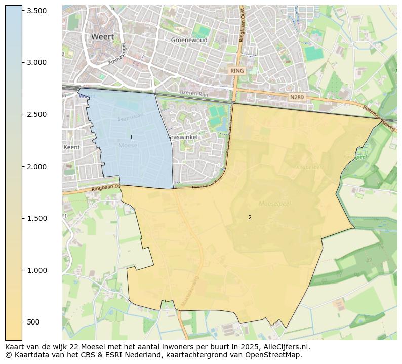Afbeelding van de wijk Moesel op de kaart.