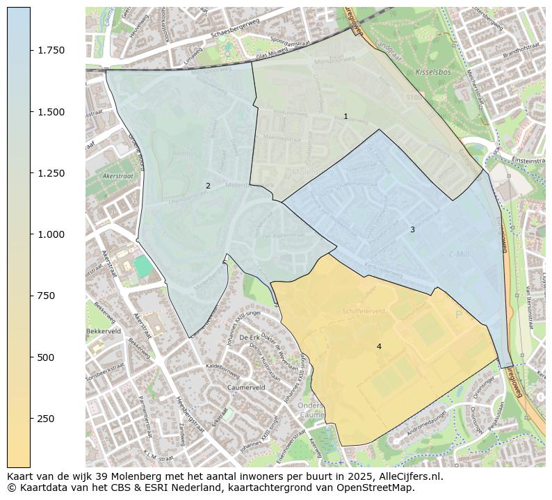 Afbeelding van de wijk Molenberg op de kaart.