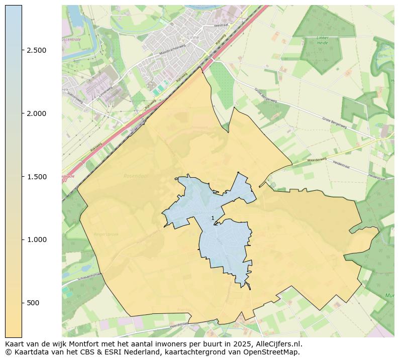 Afbeelding van de wijk Montfort op de kaart.