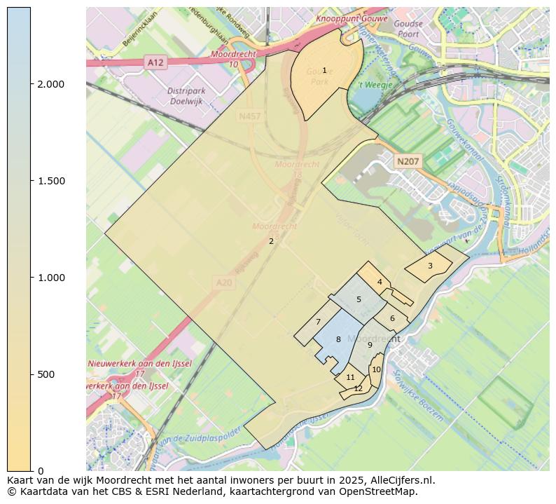 Afbeelding van de wijk Moordrecht op de kaart.