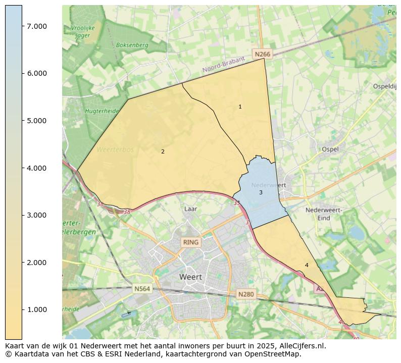 Afbeelding van de wijk Nederweert op de kaart.