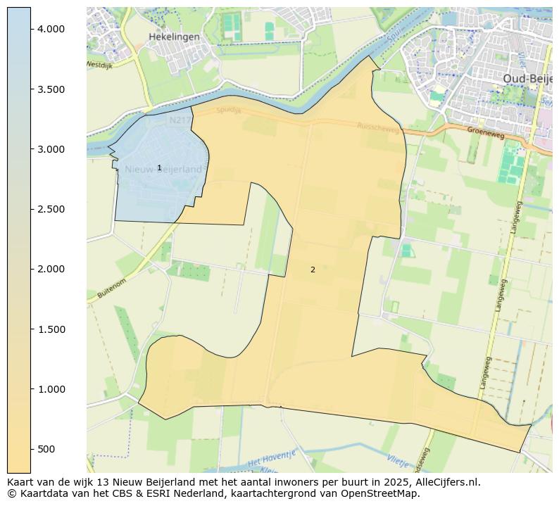 Afbeelding van de wijk Nieuw-Beijerland op de kaart.