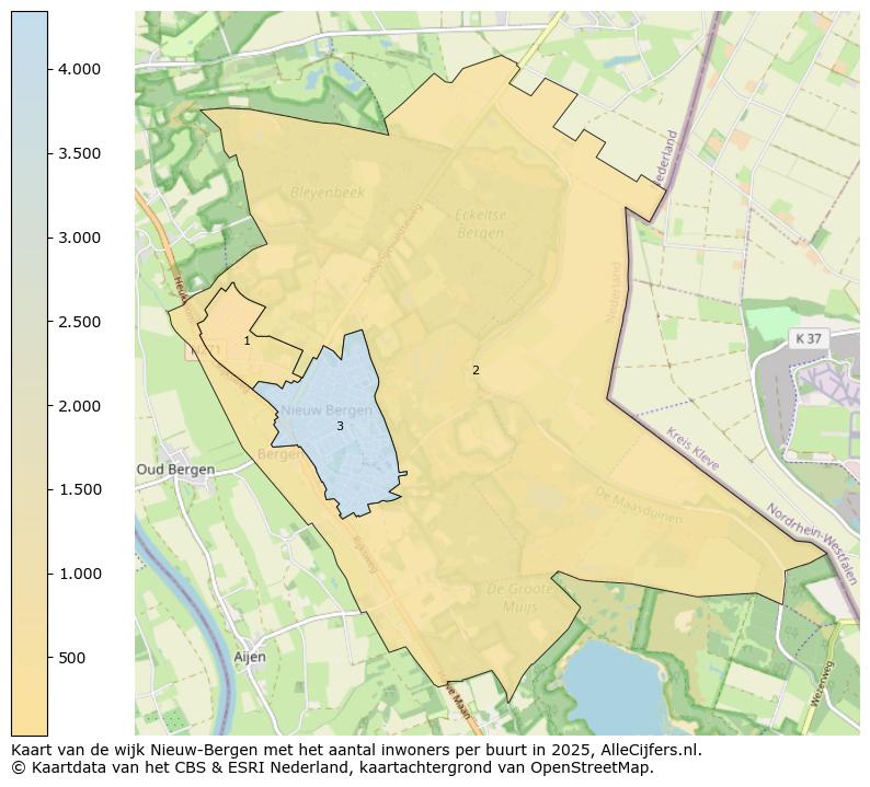 Afbeelding van de wijk Nieuw-Bergen op de kaart.