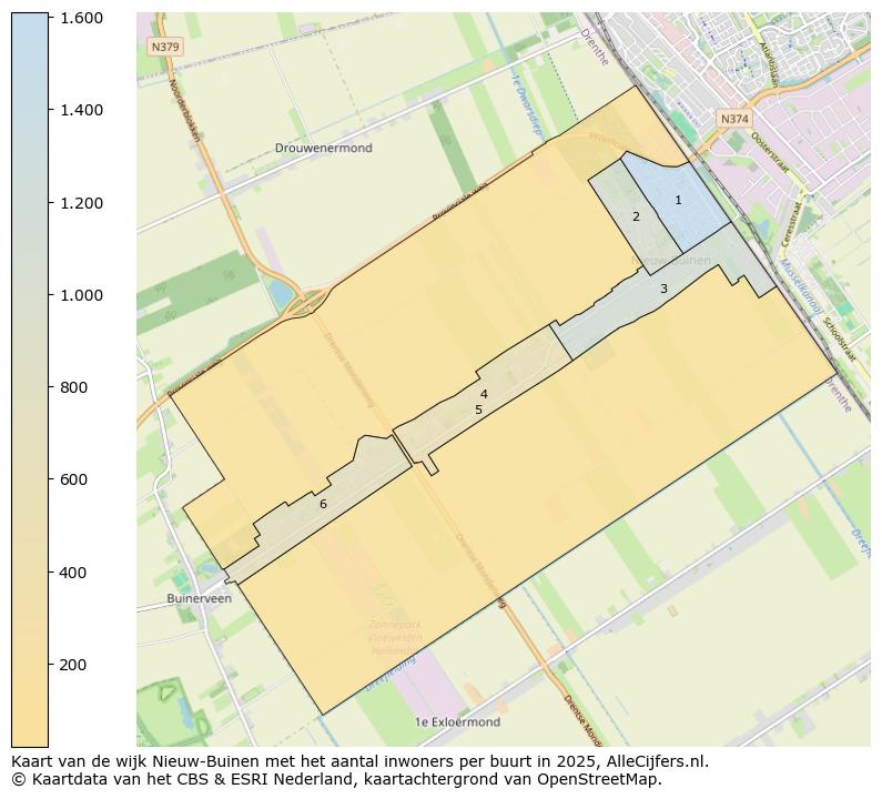Afbeelding van de wijk Nieuw-Buinen op de kaart.
