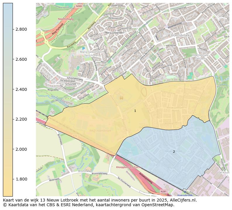 Afbeelding van de wijk Nieuw Lotbroek op de kaart.