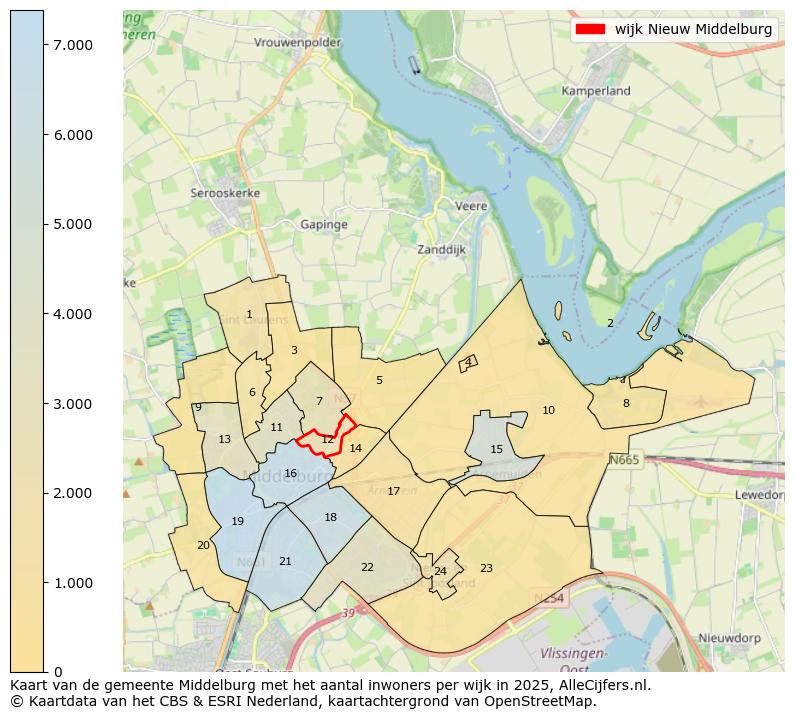 Afbeelding van de wijk Nieuw Middelburg op de kaart.