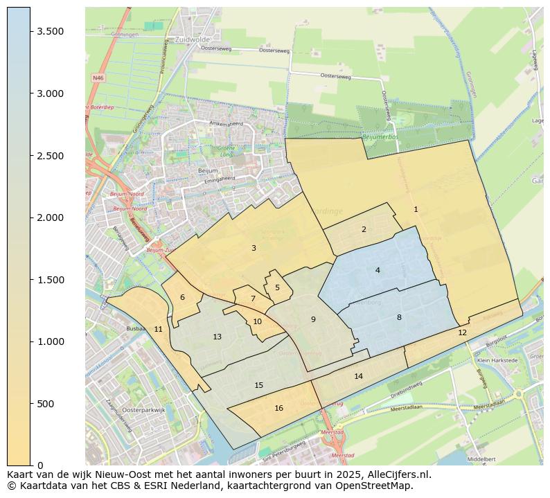 Afbeelding van de wijk Nieuw-Oost op de kaart.
