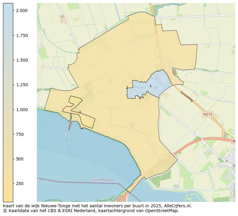 Afbeelding van de wijk Nieuwe-Tonge op de kaart.