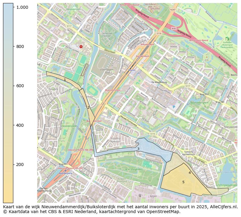 Afbeelding van de wijk Nieuwendammerdijk/Buiksloterdijk op de kaart.