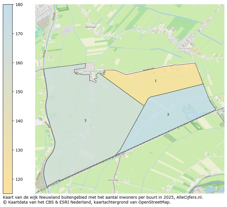 Afbeelding van de wijk Nieuwland buitengebied op de kaart.