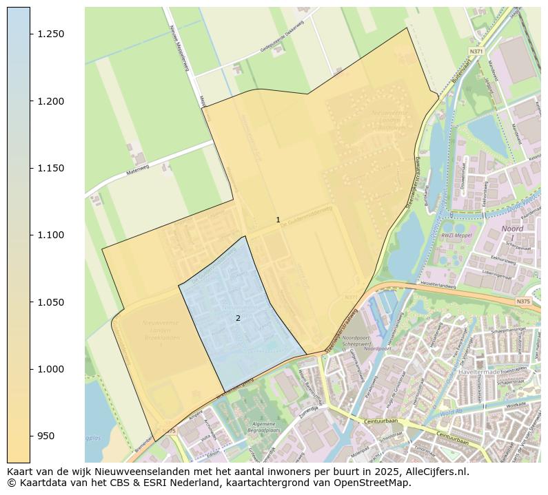 Afbeelding van de wijk Nieuwveenselanden op de kaart.