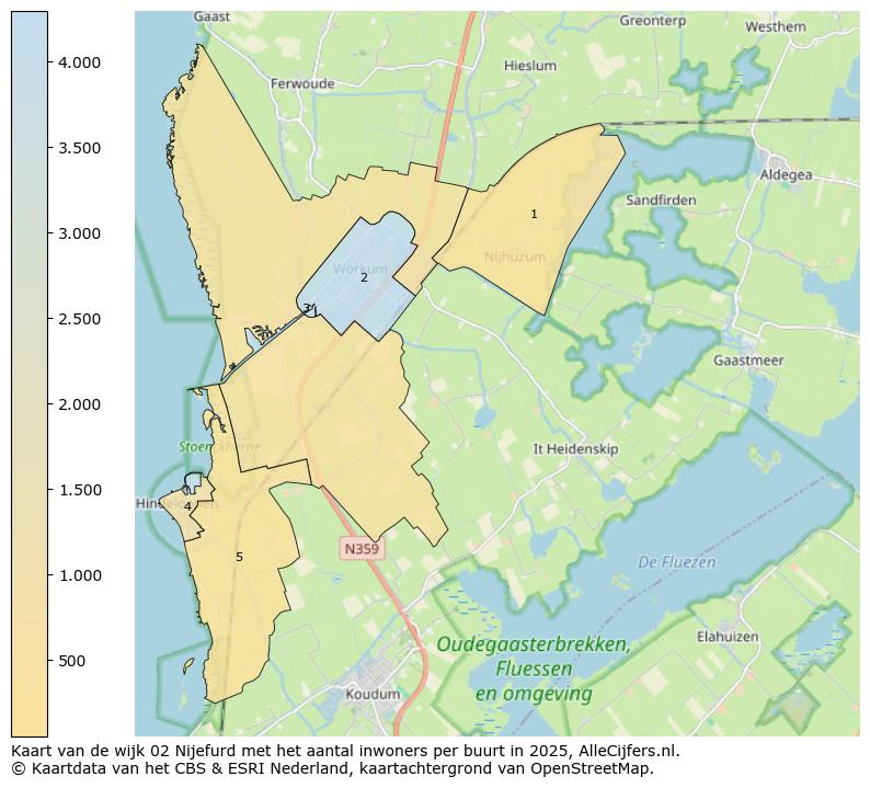 Afbeelding van de wijk Nijefurd op de kaart.