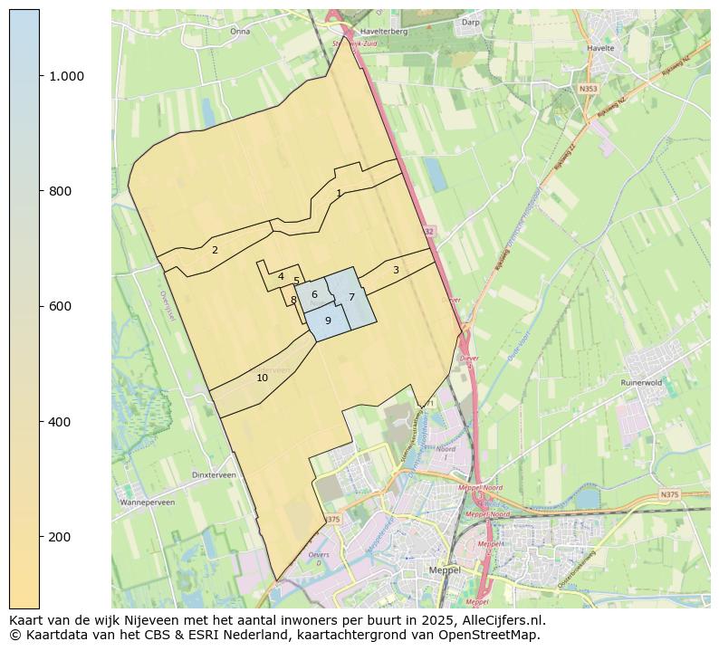 Afbeelding van de wijk Nijeveen op de kaart.