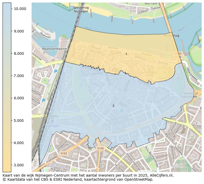 Afbeelding van de wijk Nijmegen-Centrum op de kaart.