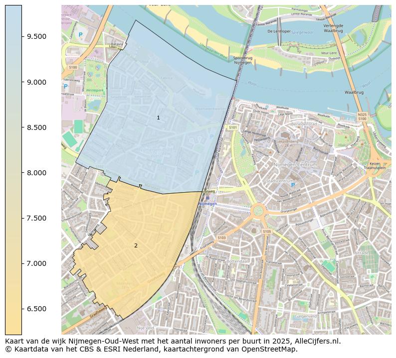 Afbeelding van de wijk Nijmegen-Oud-West op de kaart.