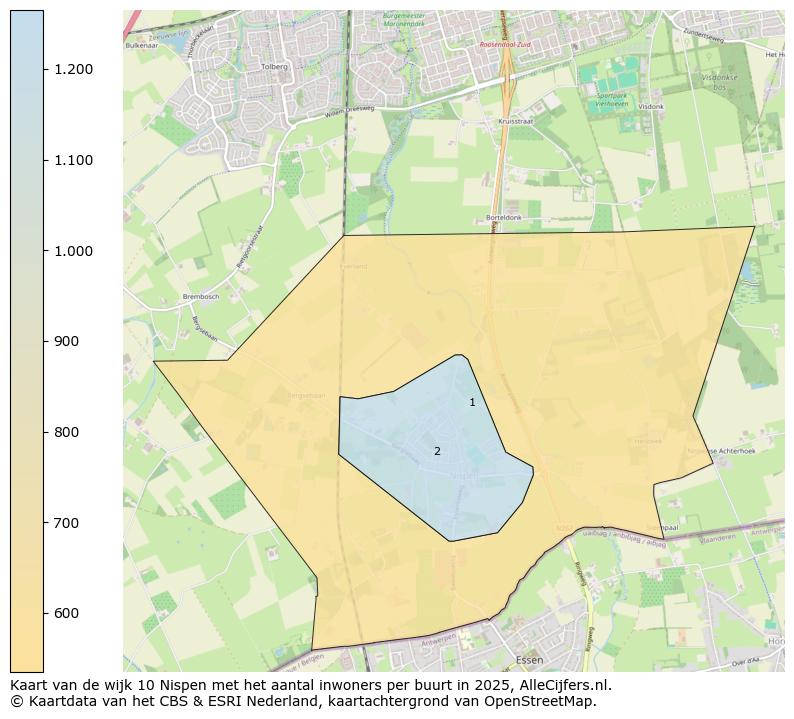 Afbeelding van de wijk Nispen op de kaart.