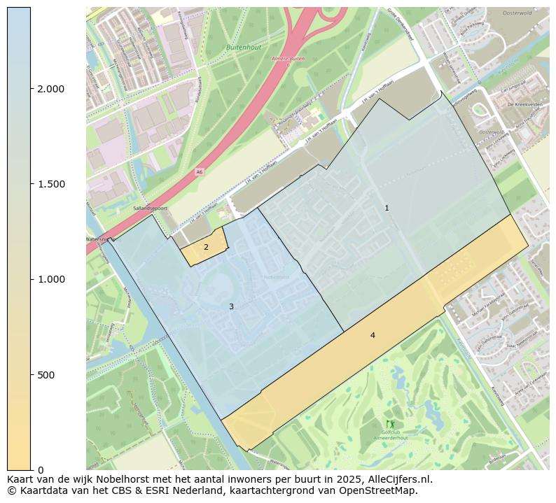 Afbeelding van de wijk Nobelhorst op de kaart.