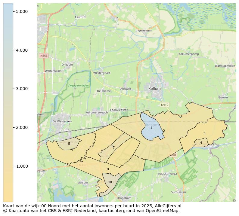 Afbeelding van de wijk Noord op de kaart.