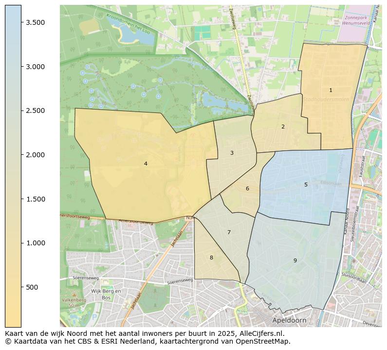 Afbeelding van de wijk Noord op de kaart.