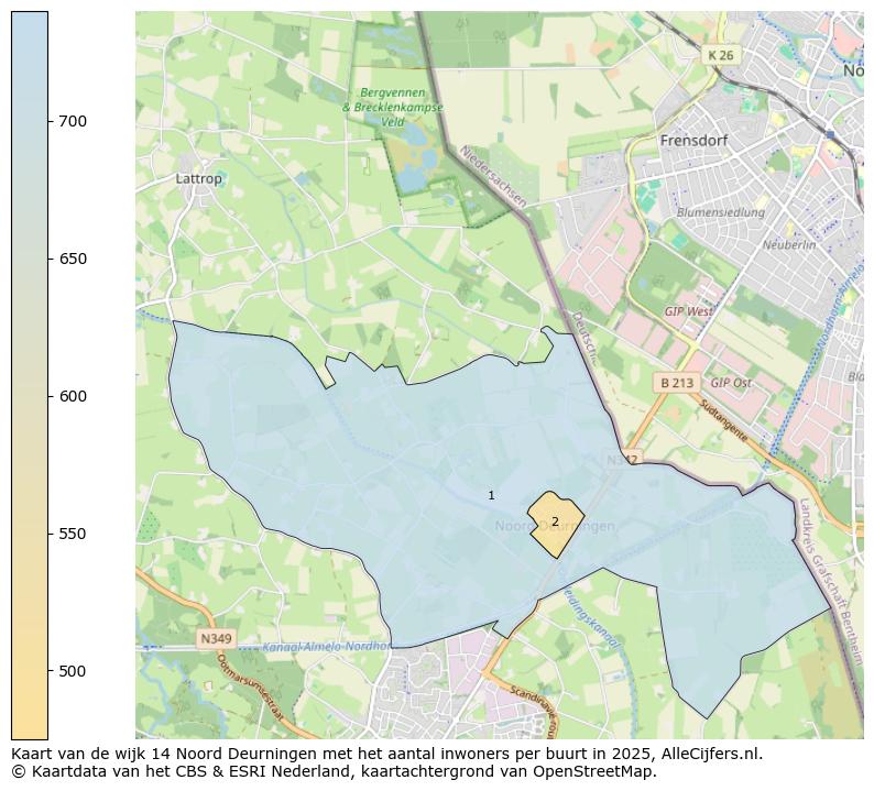 Afbeelding van de wijk Noord Deurningen op de kaart.