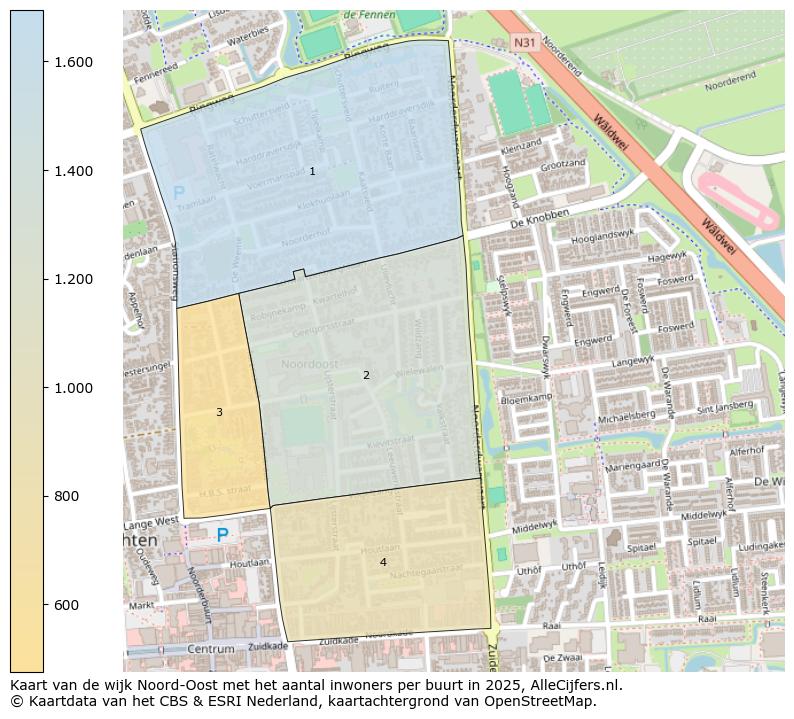Afbeelding van de wijk Noord-Oost op de kaart.