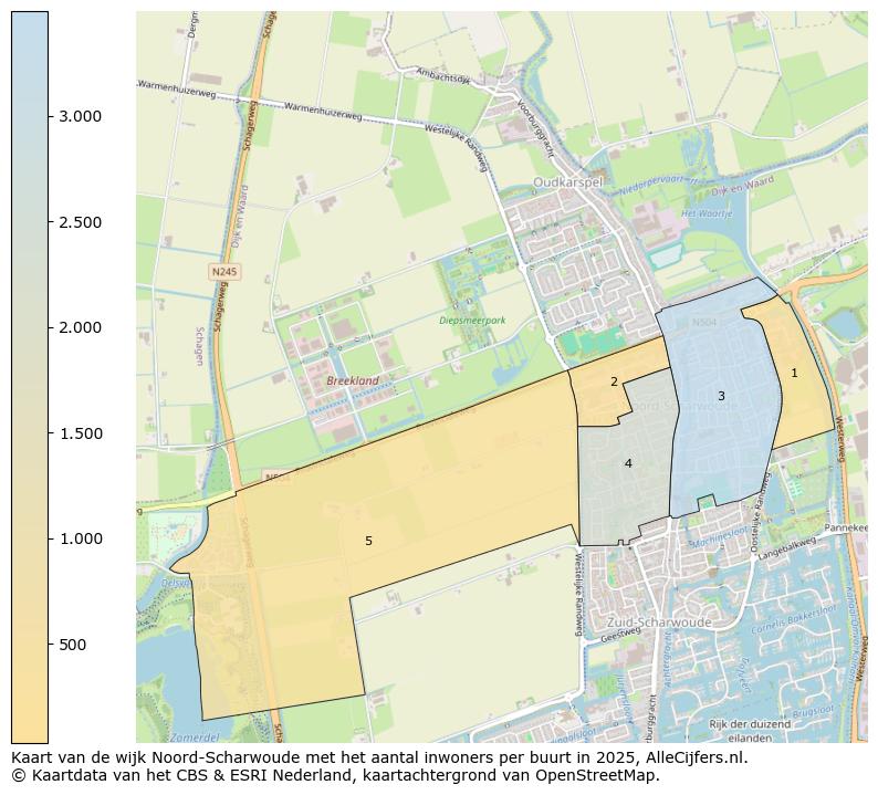 Afbeelding van de wijk Noord-Scharwoude op de kaart.