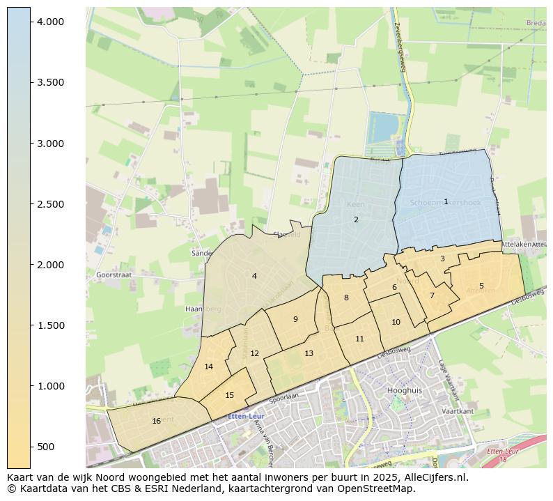 Afbeelding van de wijk Noord woongebied op de kaart.