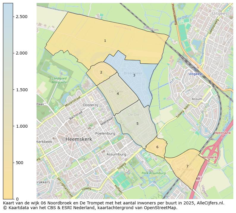 Afbeelding van de wijk Noordbroek en De Trompet op de kaart.