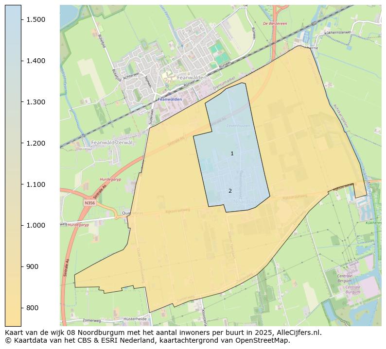 Afbeelding van de wijk Noordburgum op de kaart.