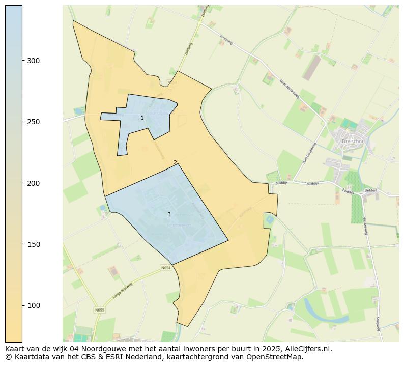 Afbeelding van de wijk Noordgouwe op de kaart.