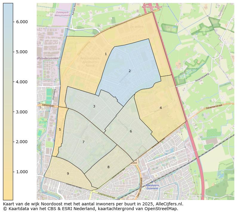 Afbeelding van de wijk Noordoost op de kaart.