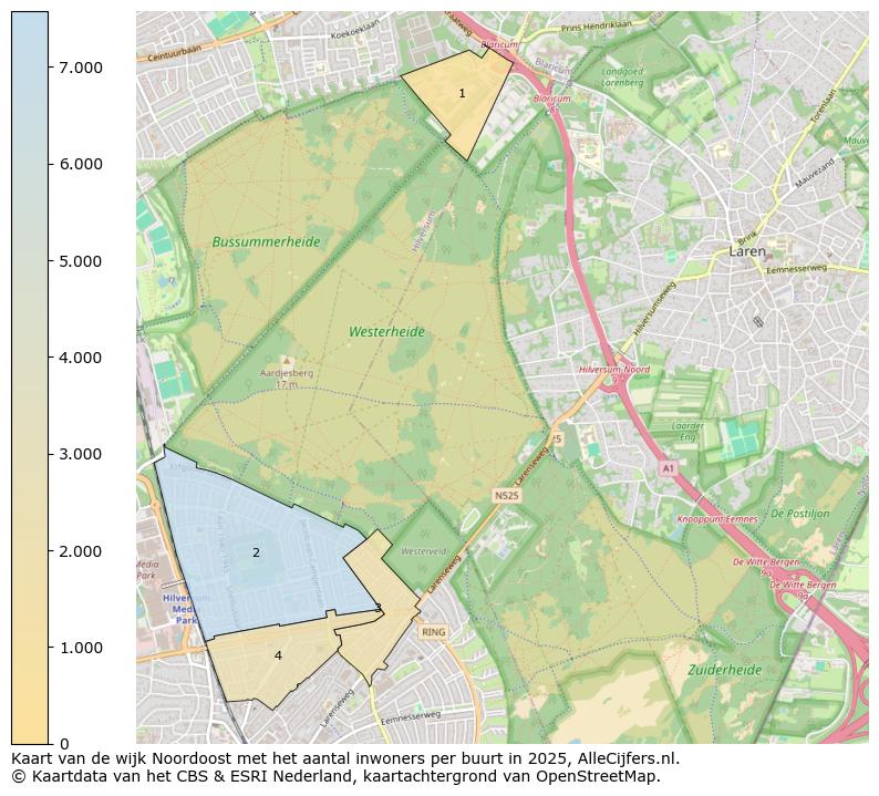 Afbeelding van de wijk Noordoost op de kaart.