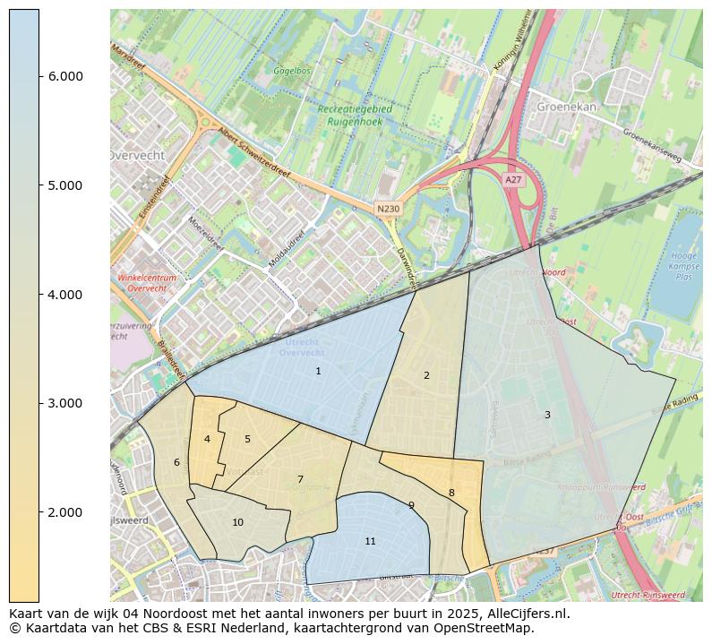 Afbeelding van de wijk Noordoost op de kaart.