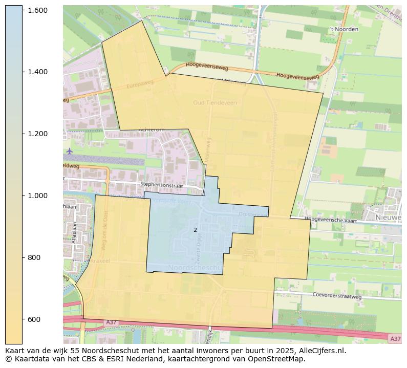 Afbeelding van de wijk Noordscheschut op de kaart.