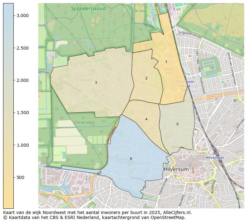 Afbeelding van de wijk Noordwest op de kaart.