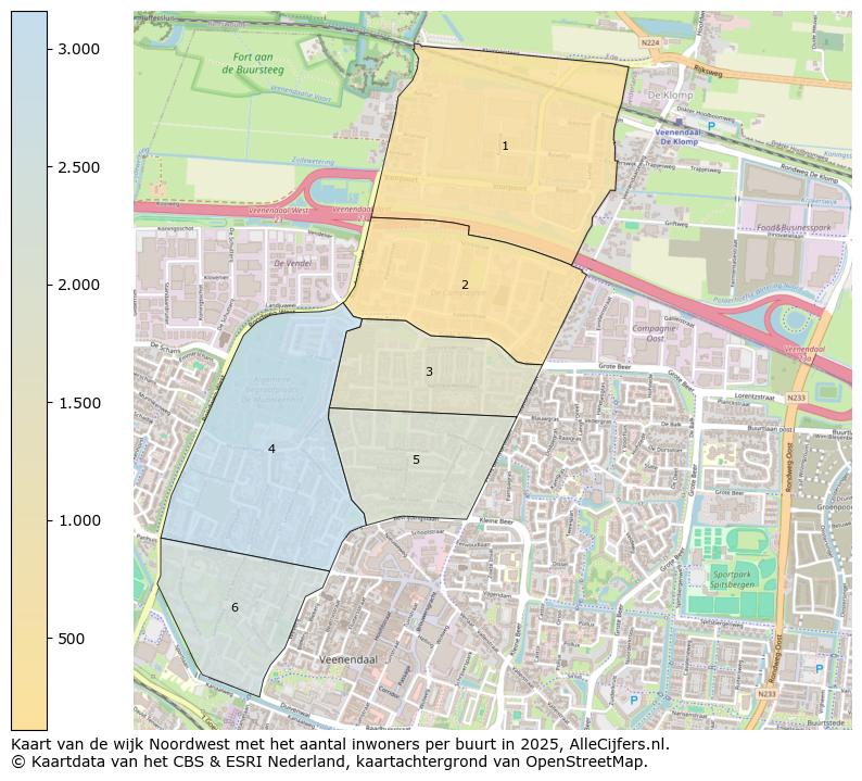 Afbeelding van de wijk Noordwest op de kaart.