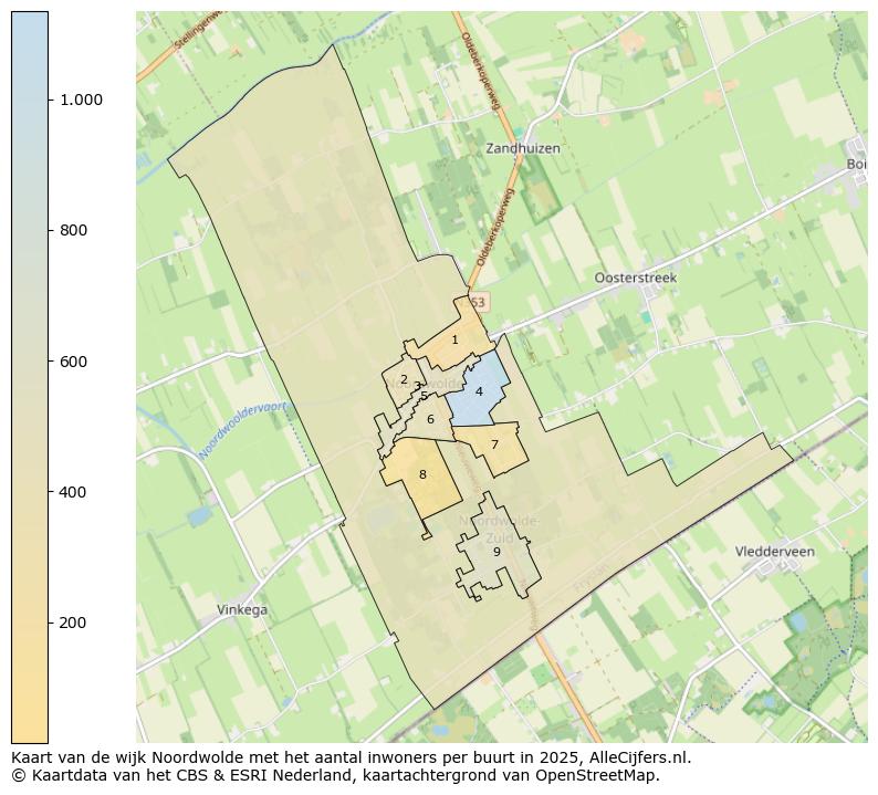 Afbeelding van de wijk Noordwolde op de kaart.