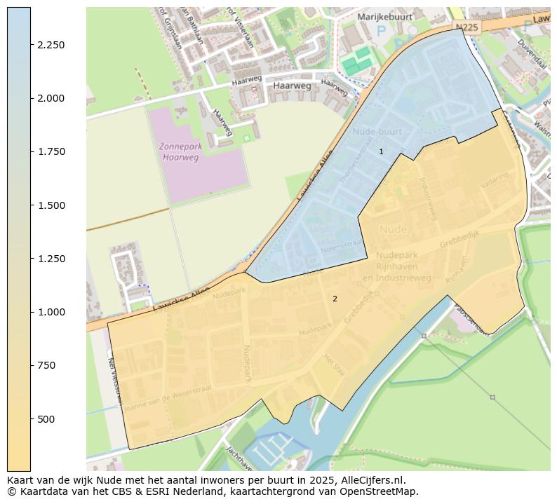 Afbeelding van de wijk Nude op de kaart.