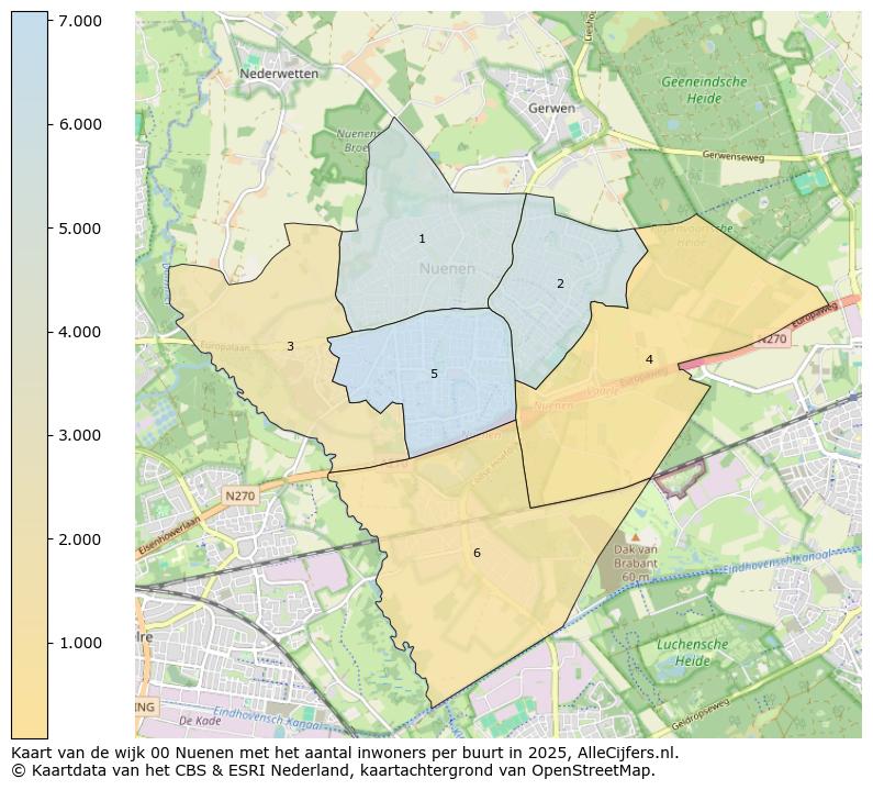 Afbeelding van de wijk Nuenen op de kaart.