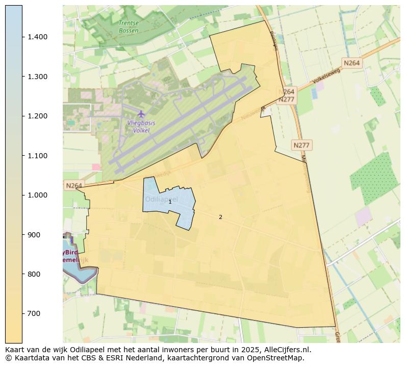 Afbeelding van de wijk Odiliapeel op de kaart.