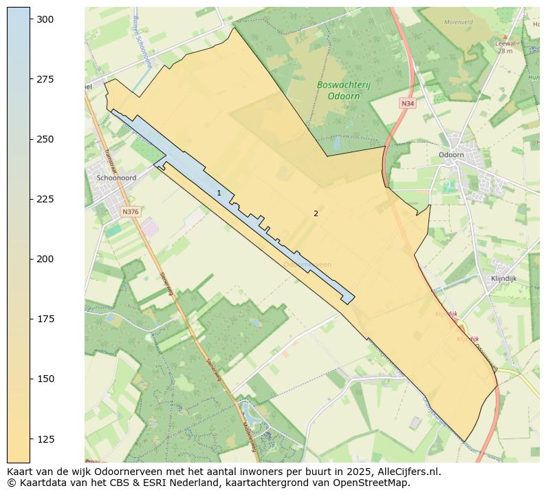Afbeelding van de wijk Odoornerveen op de kaart.