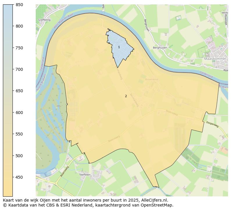 Afbeelding van de wijk Oijen op de kaart.