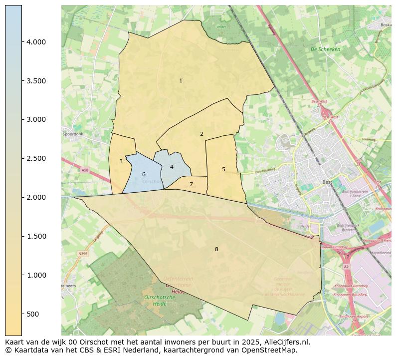 Afbeelding van de wijk Oirschot op de kaart.