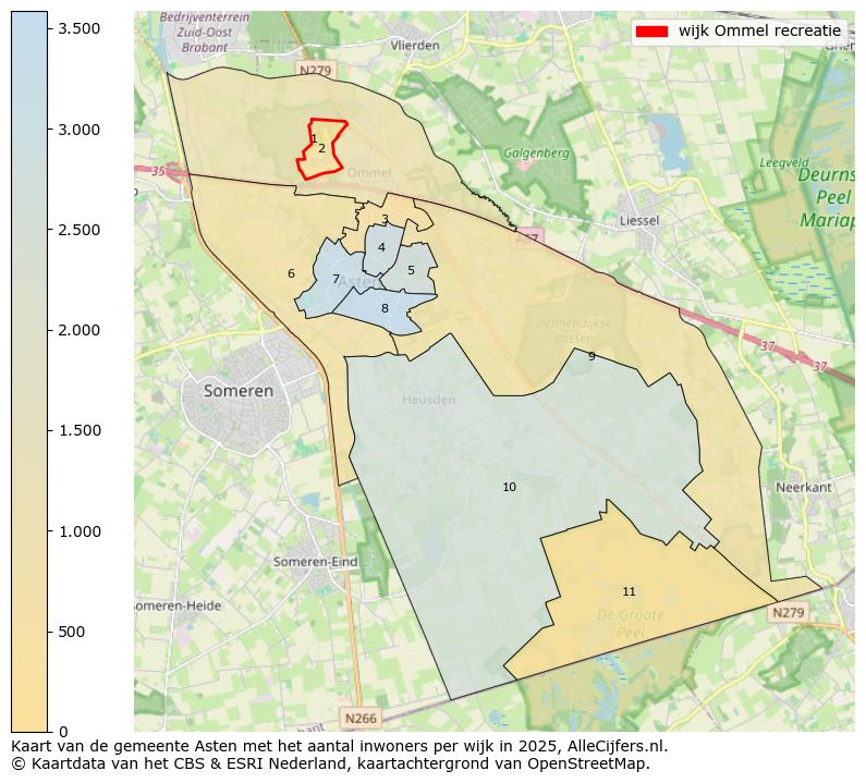 Afbeelding van de wijk Ommel recreatie op de kaart.