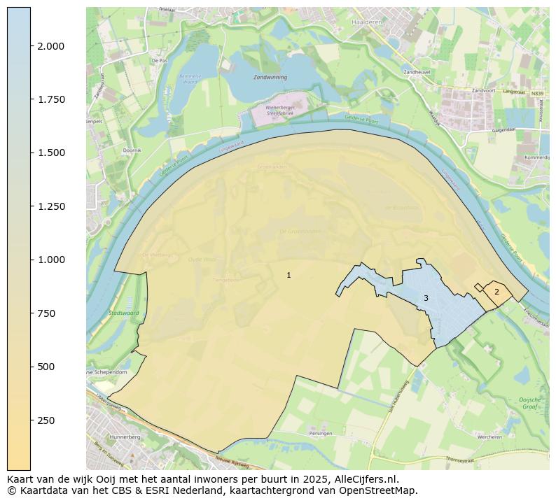Afbeelding van de wijk Ooij op de kaart.
