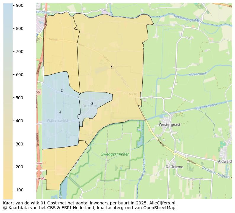 Afbeelding van de wijk Oost op de kaart.