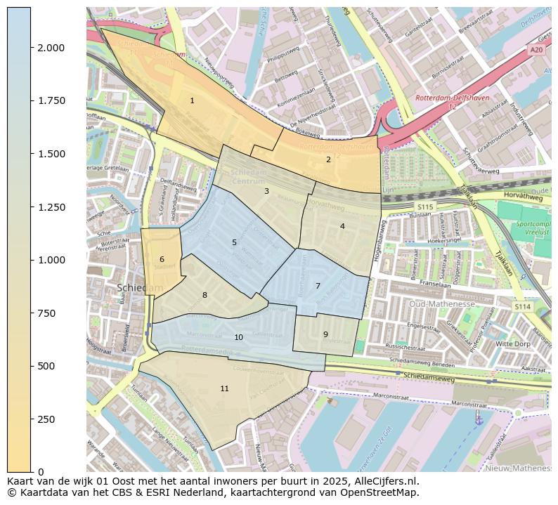 Afbeelding van de wijk Oost op de kaart.